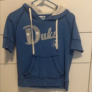 Short-Sleeve Duke Hoodie in Blue and Gray